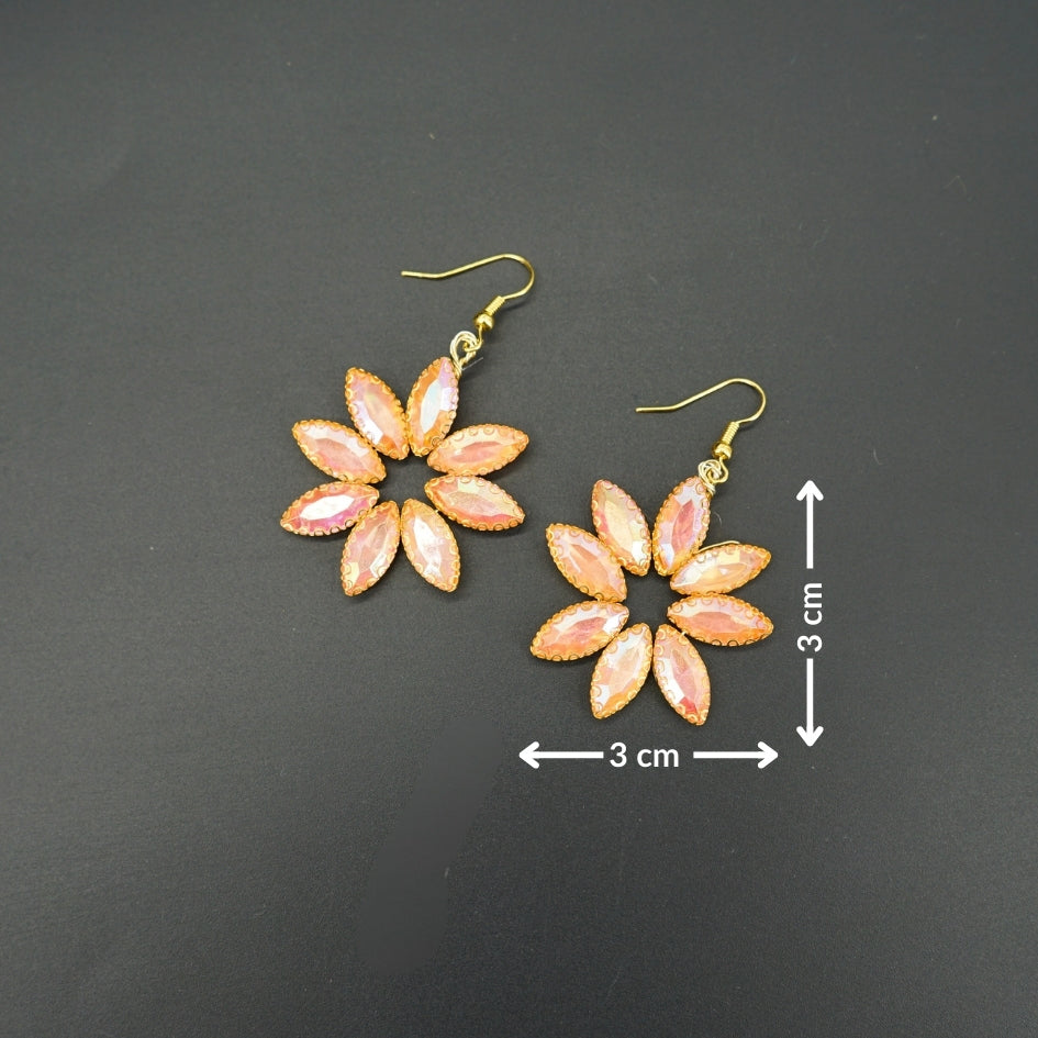 Boucles d’oreilles cristaux en forme de fleur rose