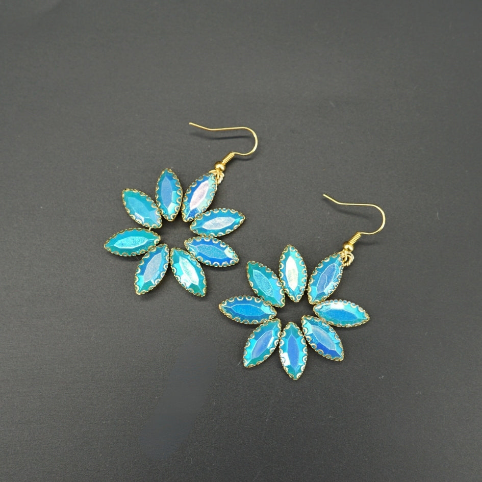 Boucles d’oreilles florales couleur Bleu