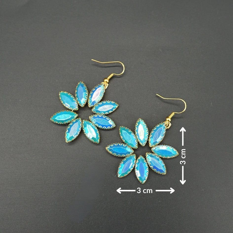 Boucles d’oreilles florales couleur Bleu