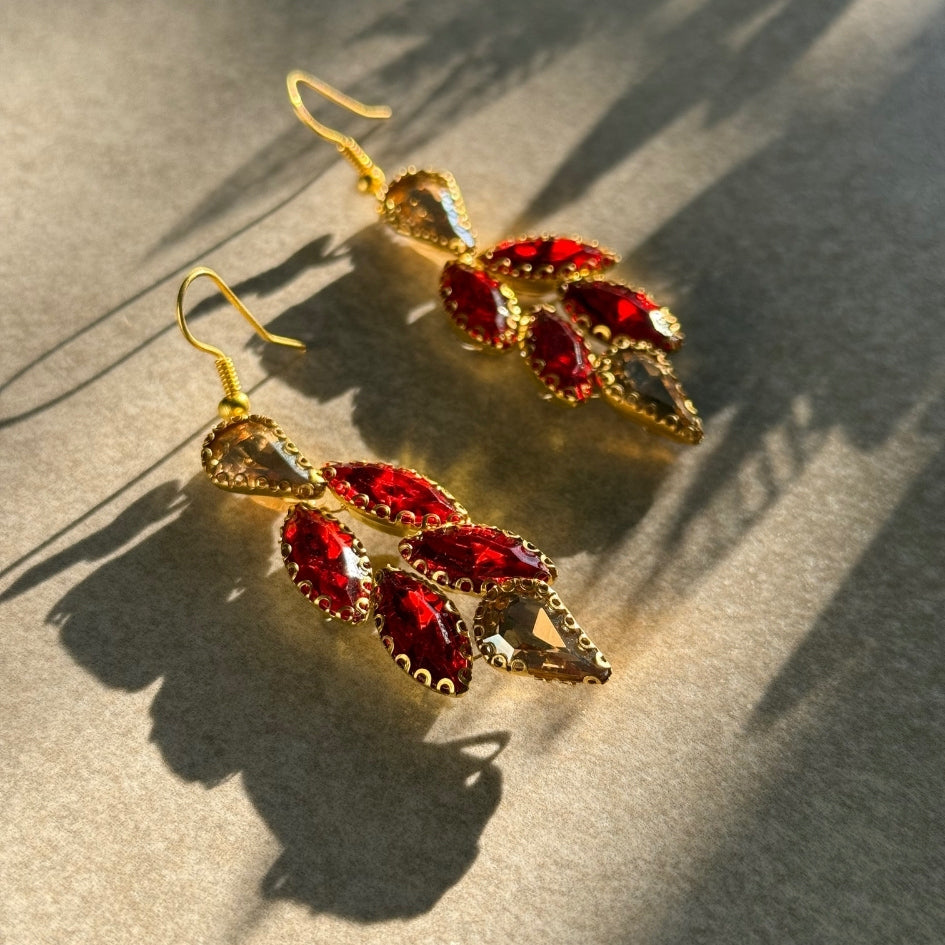 Boucles d'oreilles rouge pour soirée