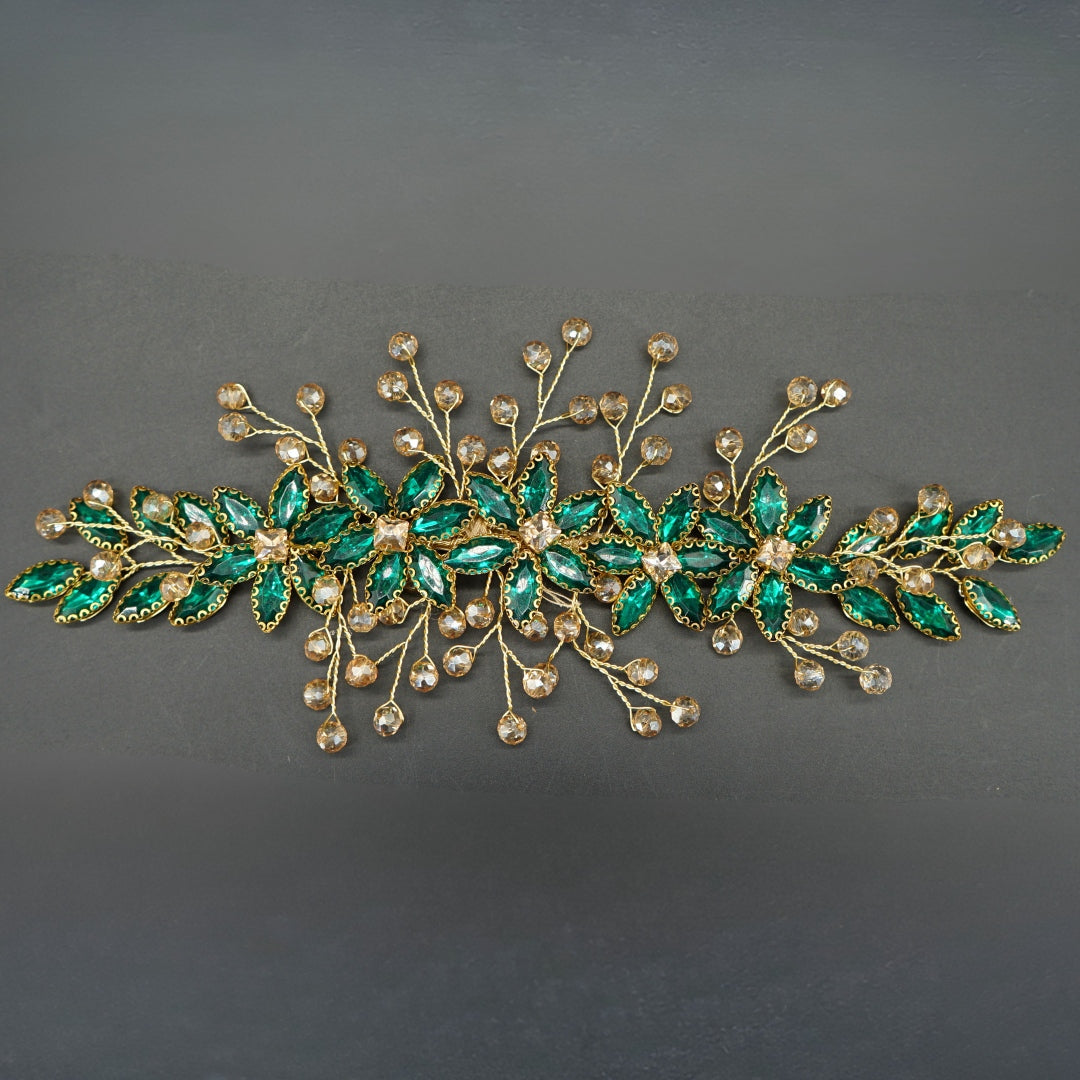 Broche de cheveux élégant avec cristaux verts