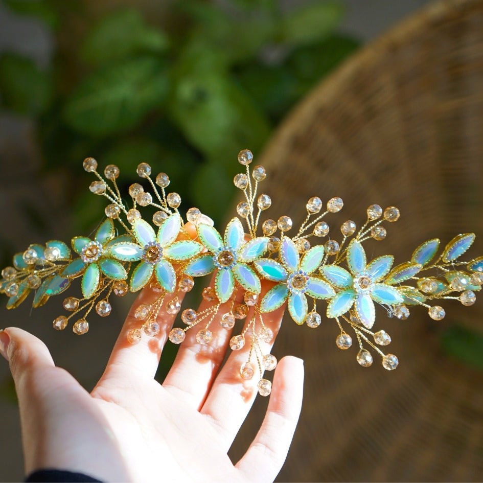 Broche de cheveux pour  mariage cristal bleu