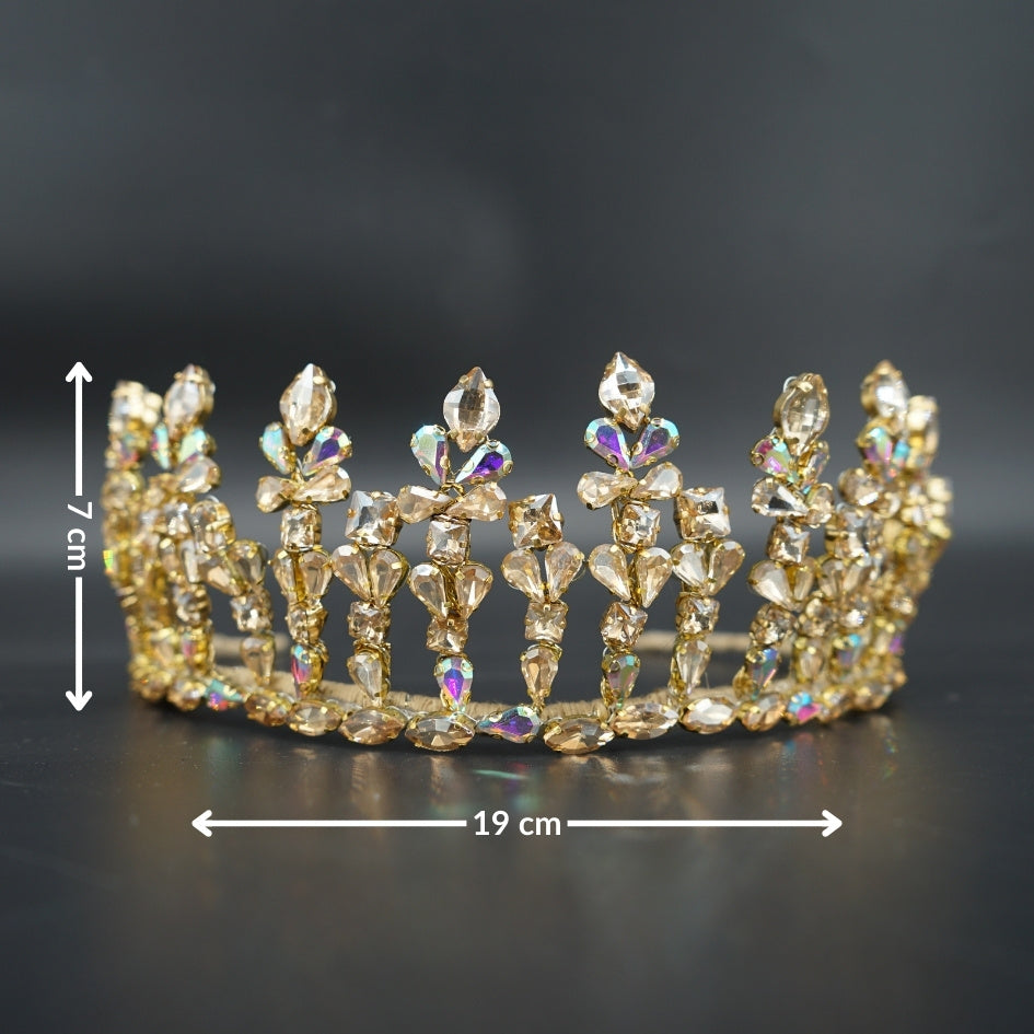 Diadème doré en cristaux scintillants, bijou de tête pour mariage royal