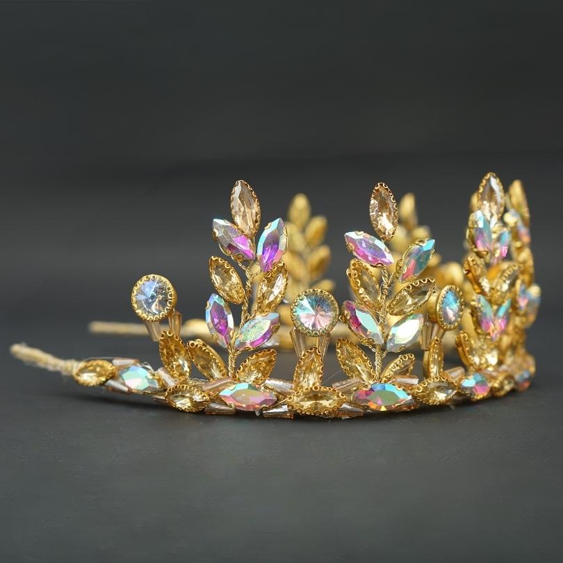 Diadème de mariée floral, feuille d’or vigne de cheveux de mariée, casque de mariée en or, couronne de mariée en perles, diadème de mariage floral, couronne de mariage florale