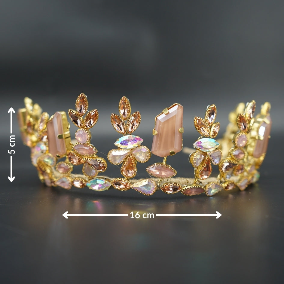 Couronne dorée et rose avec cristaux scintillants