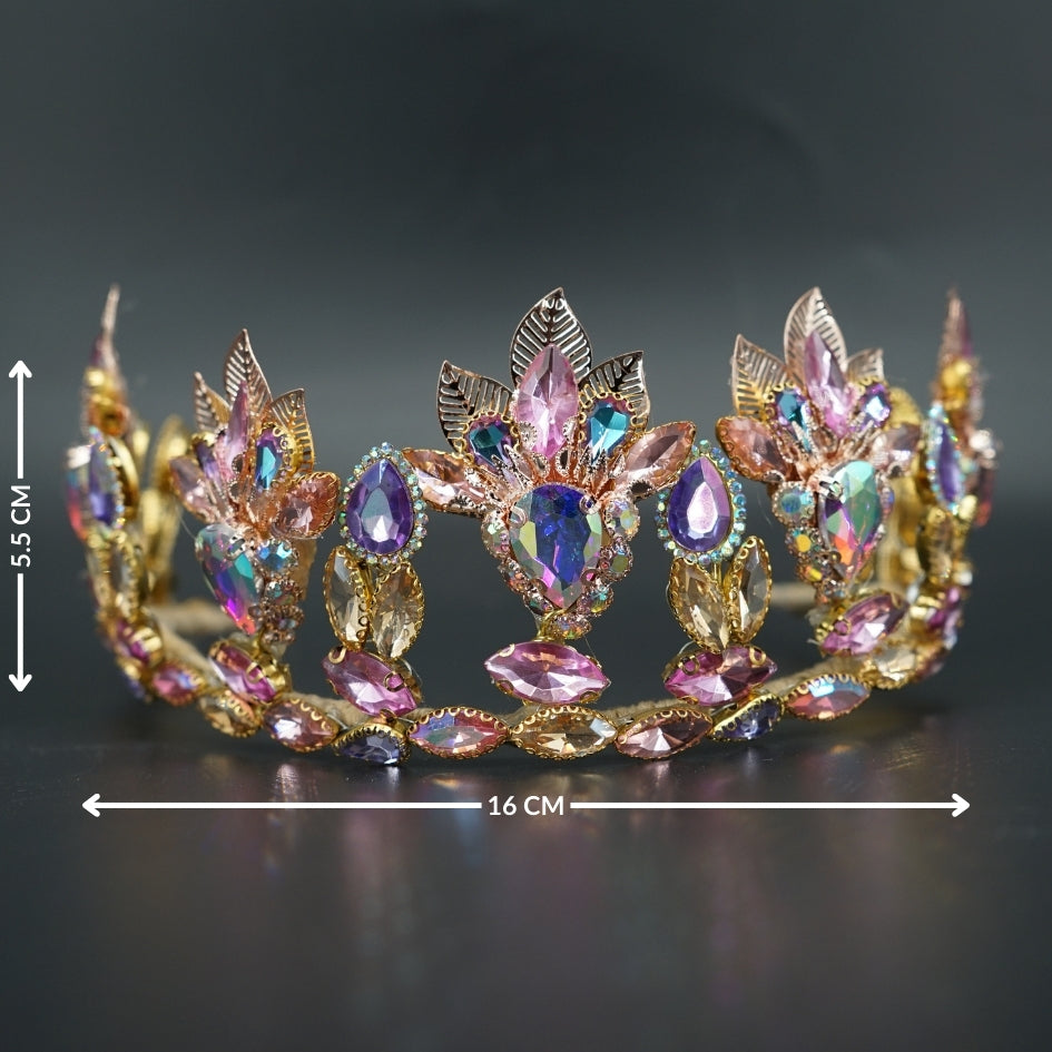 Couronne élégante en strass rose et or – Mariage & cérémonie