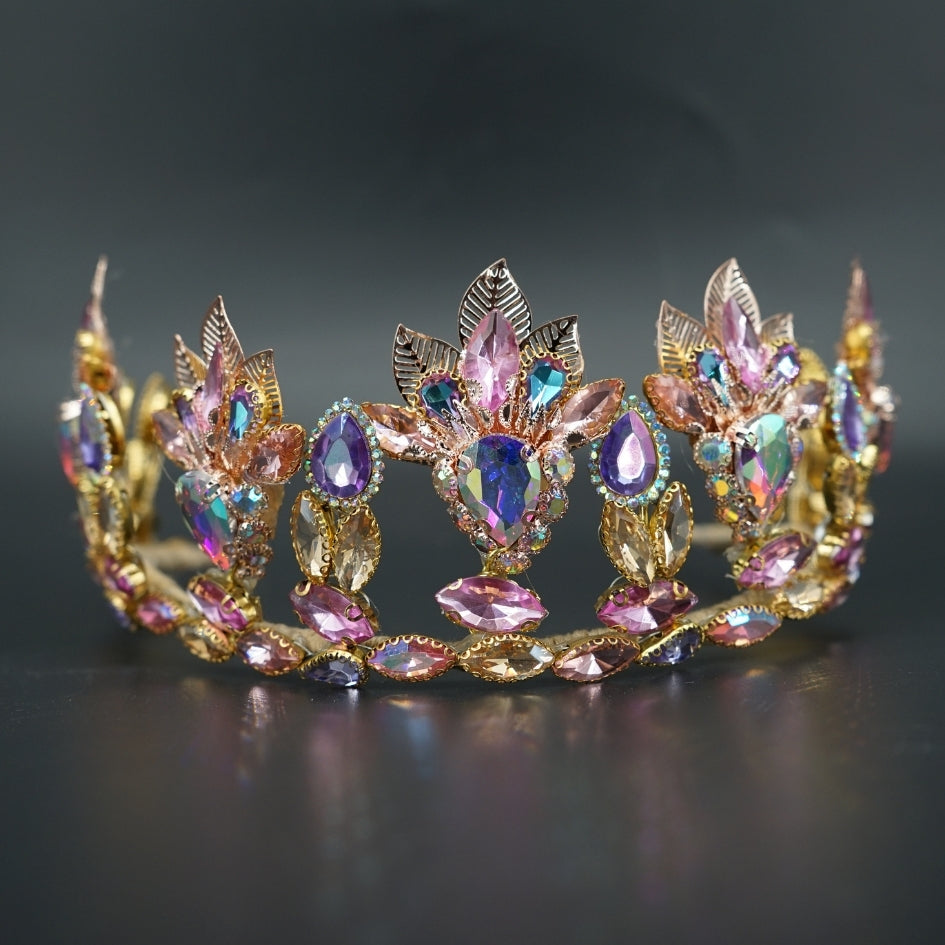 Couronne élégante en strass rose et or – Mariage & cérémonie