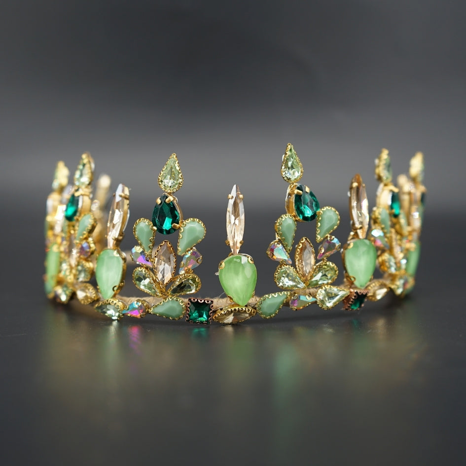 Couronne élégante en strass verts et or – Mariage & cérémonie