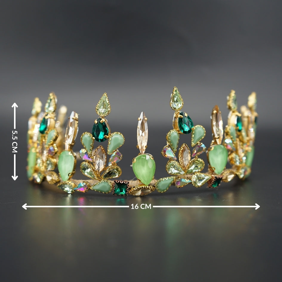 Couronne élégante en strass verts et or – Mariage & cérémonie