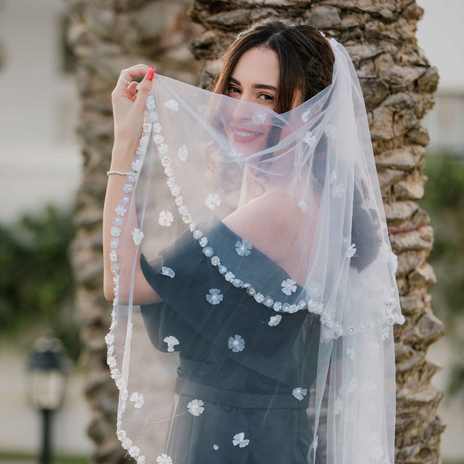 Voile de Mariée Haute Couture avec Broderie et Perles