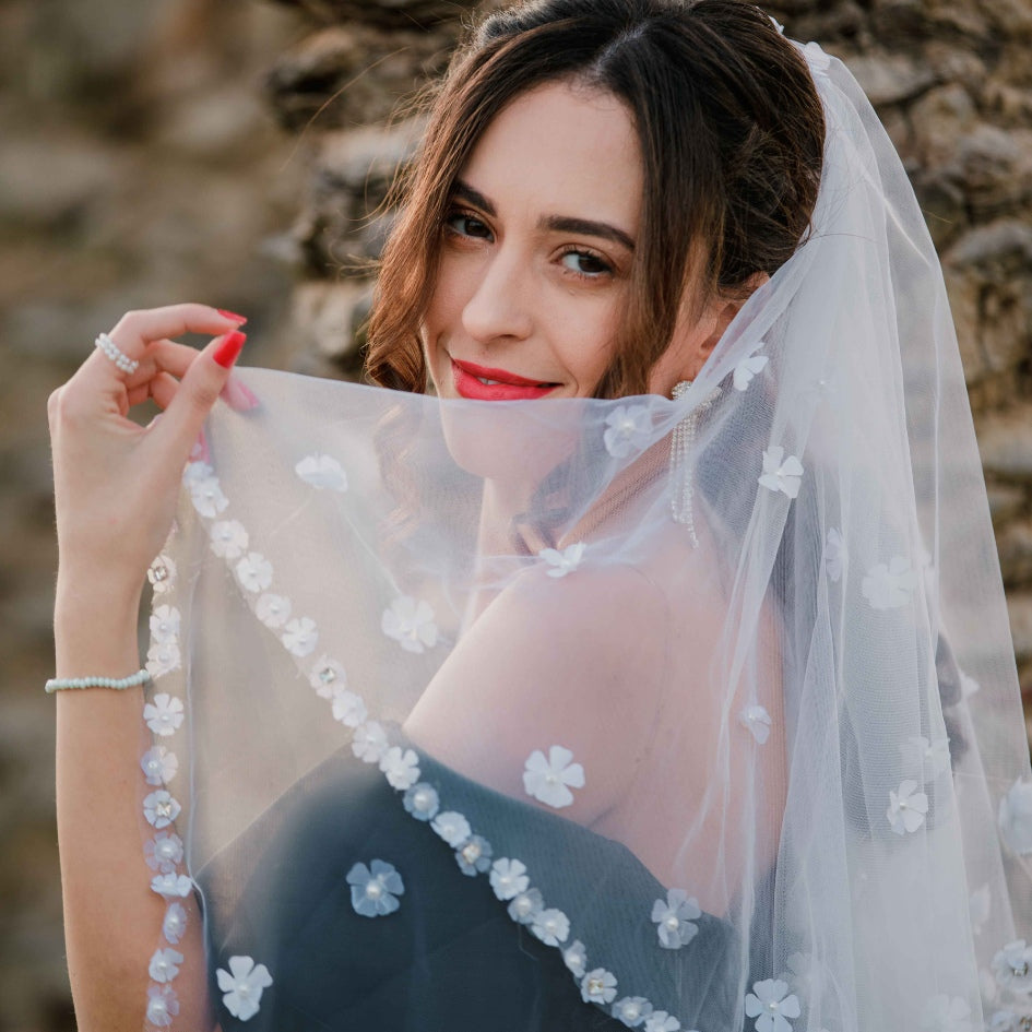 Voile de Mariée Haute Couture avec Broderie et Perles